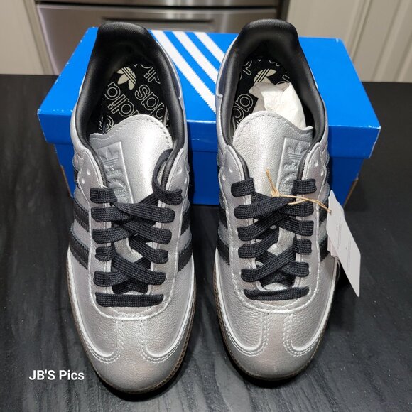 Adidas SAMBA OG Originals Silver Metallic Black Gum Women's JI4218 - Picture 6 of 16